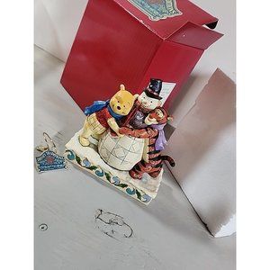 Jim Shore Disney Showcase “Winter Hugs” Winnie The Pooh, Tigger, and Snowman